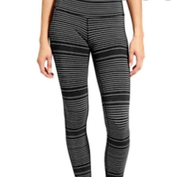 Athleta colorblock striped chaturanga Full Length leggings Dark Gray sz XL - Picture 1 of 10